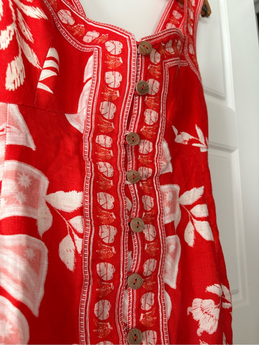 FARM Rio Floral Linen Button-Front Mini Dress - Picture 2 of 5